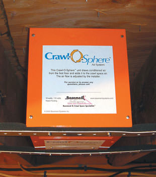 A ventilation fan installed for a crawl space in Mendon