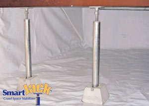 Crawl space structural support jacks installed in La Harpe