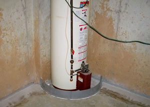 A water heater in Memphis that's been protected by the FloodRing and a perimeter drain system.