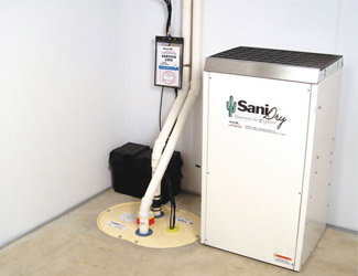 a complete basement waterproofing system installed in a Macomb home