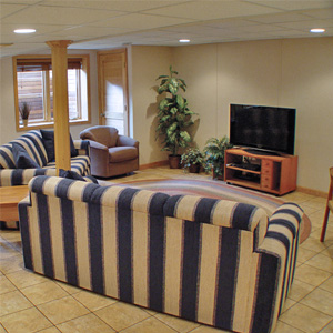 A Finished Basement Living Room Area in La Harpe, IL, IA, and MO