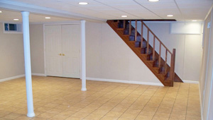 A complete finished basement system in a West Burlington home