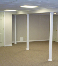 Smartpost column wrap on a basement in Peoria