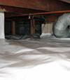 A Palmyra crawl space moisture system with a low ceiling