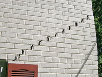 Stair-step cracks showing in a home foundation in Camp Point
