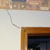 A large settlement crack on interior drywall in a Mason City home.