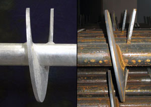 a proper and improper helical blade system in two different foundation piers in Fairfield.