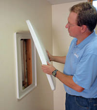 wall anchor covers installed in a foundation repair for a Donnellson home.