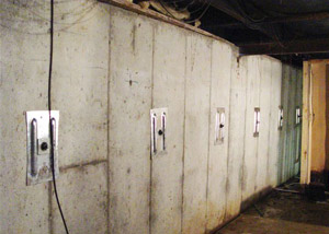 A foundation wall in Mendon repaired with foundation wall anchors.