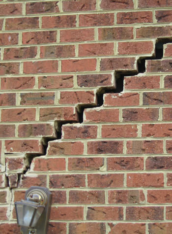 major cracking of a brick foundation wall in Edina