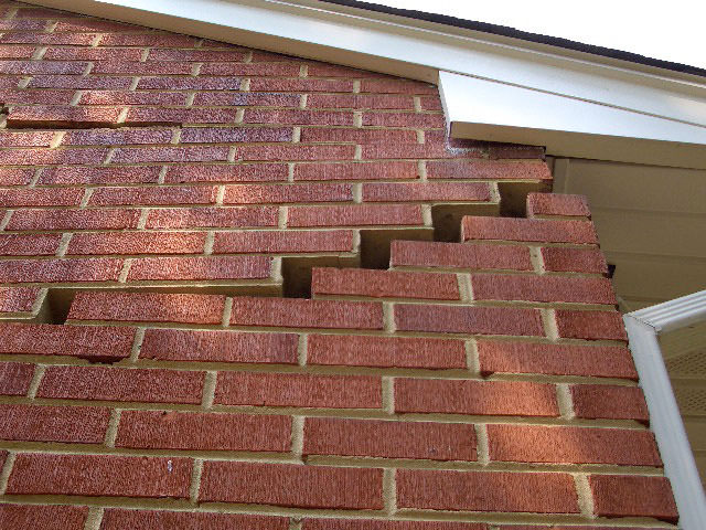 photo of a rotating foundation wall with cracks in Edina