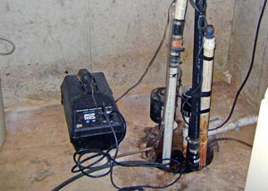Pedestal sump pump system installed in a home in Mason City