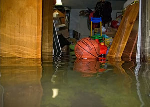 A flooded basement bedroom in Edina